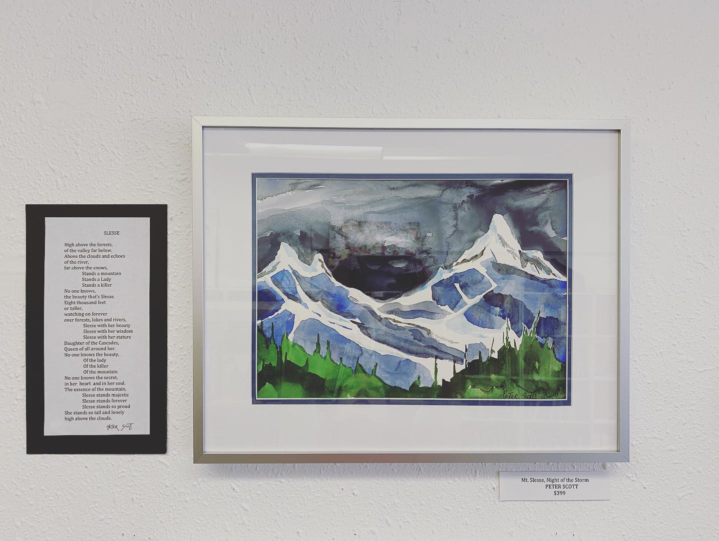 Mt Sesse Painting by Peter Scott in Wayside Books and Art in Osoyoos